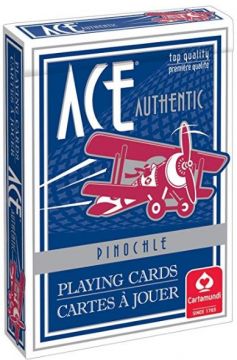 Ace Cartamundi Playing Cards, Pinochle Regular Index, 1/2 Blue 1/2 Red - 2 deck set